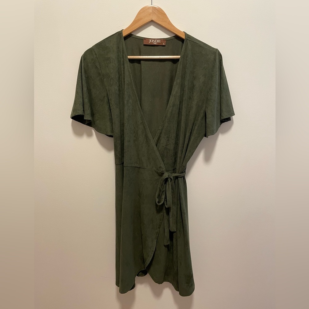 Jondie Faux Suede Wrap Mini Dress